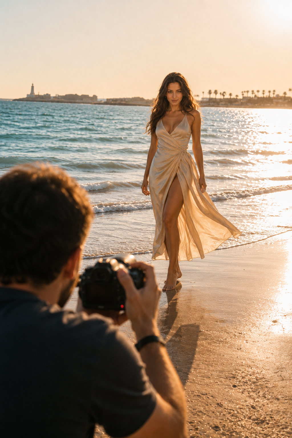 Behind the photographer