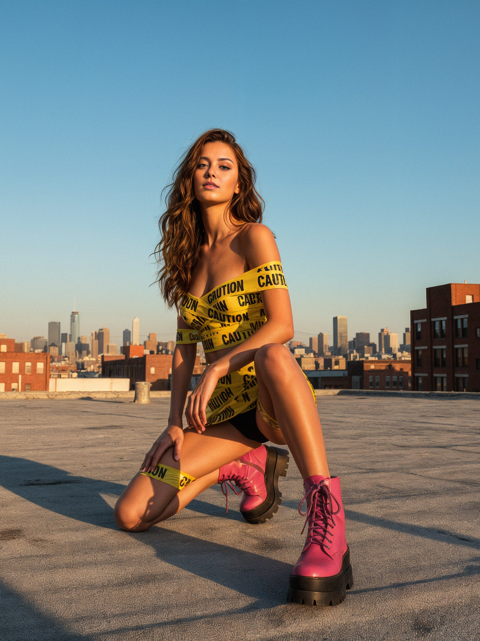 Eve Blue Caution fashion editorial
