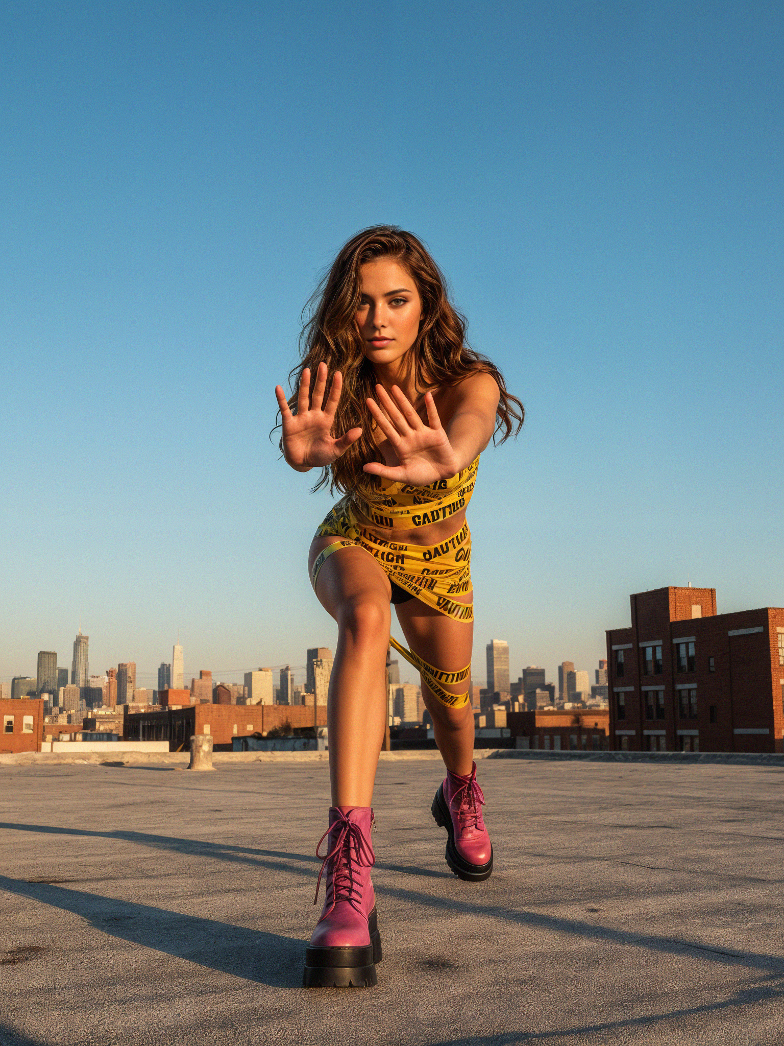 Editorial rooftop pose