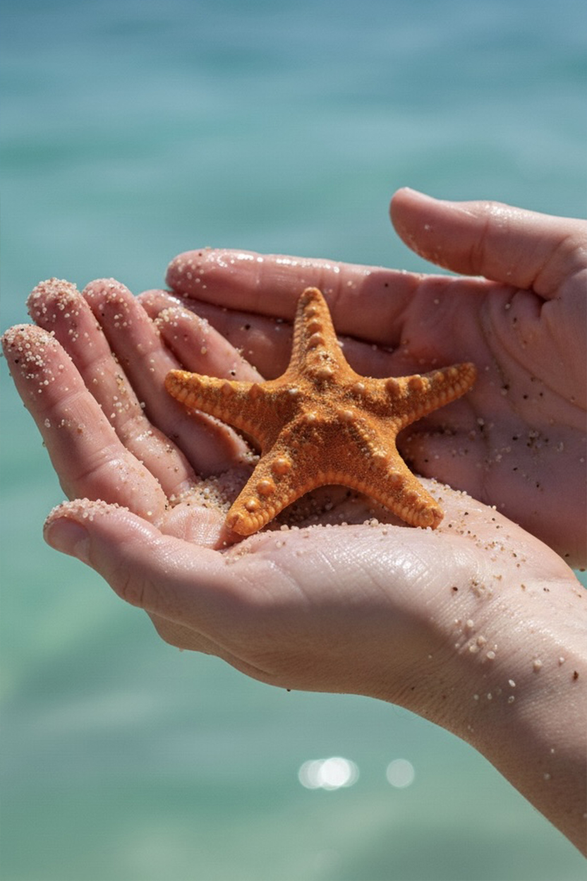 Starfish in clear Caribbean water